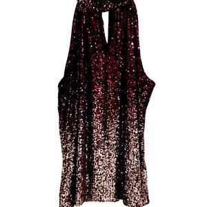 The Limited size L halter top dressy purple sequins ombre high neck sexy top